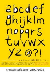 alphabet and numbers - hand drawn in vector