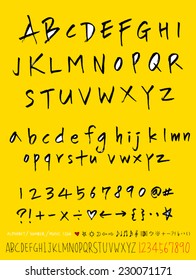 alphabet and numbers - hand drawn in vector