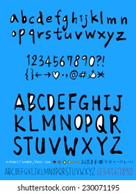 alphabet and numbers - hand drawn in vector