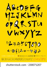 alphabet and numbers - hand drawn in vector