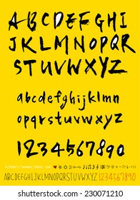 alphabet and numbers - hand drawn in vector