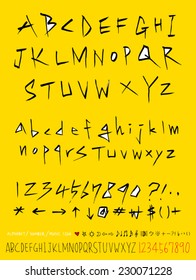 alphabet and numbers - hand drawn in vector