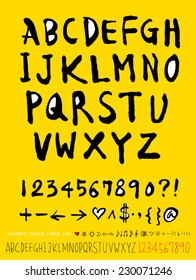 alphabet and numbers - hand drawn in vector