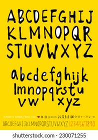 alphabet and numbers - hand drawn in vector