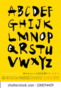 alphabet and numbers - hand drawn in vector