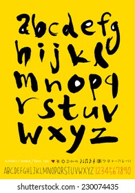 alphabet and numbers - hand drawn in vector