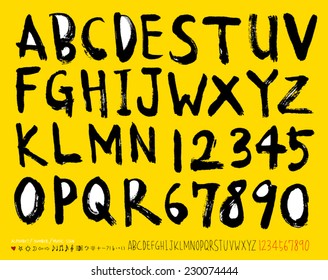 alphabet and numbers - hand drawn in vector