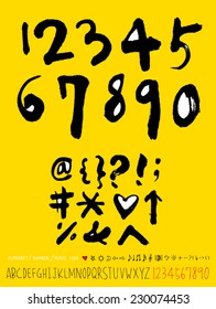 alphabet and numbers - hand drawn in vector