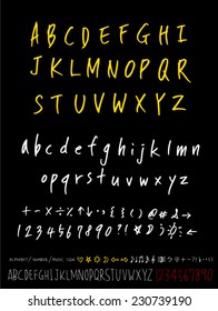 alphabet and numbers - hand drawn in vector