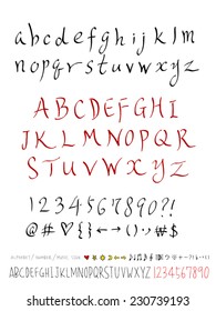 alphabet and numbers - hand drawn in vector