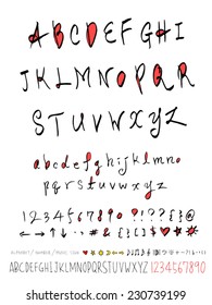 alphabet and numbers - hand drawn in vector