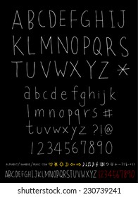 alphabet and numbers - hand drawn in vector