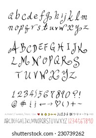 alphabet and numbers - hand drawn in vector