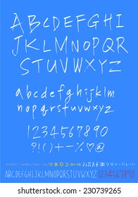 alphabet and numbers - hand drawn in vector
