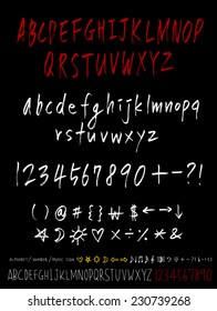 alphabet and numbers - hand drawn in vector