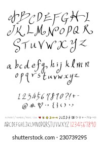 alphabet and numbers - hand drawn in vector
