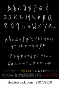 alphabet and numbers - hand drawn in vector