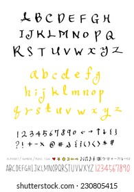alphabet and numbers - hand drawn in vector   / Handwritten alphabet