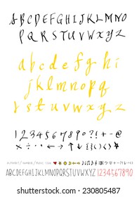 alphabet and numbers - hand drawn in vector   / Handwritten alphabet