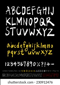 alphabet and numbers - hand drawn in vector   / Handwritten alphabet