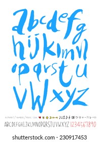 alphabet and numbers - hand drawn in vector / Handwritten alphabet