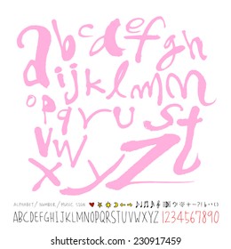 alphabet and numbers - hand drawn in vector / Handwritten alphabet