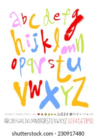 alphabet and numbers - hand drawn in vector / Handwritten alphabet