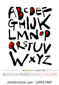 alphabet and numbers - hand drawn in vector / Handwritten alphabet