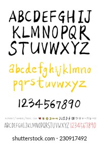 alphabet and numbers - hand drawn in vector / Handwritten alphabet