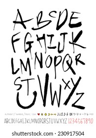 alphabet and numbers - hand drawn in vector / Handwritten alphabet