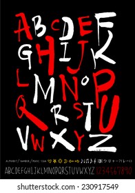 alphabet and numbers - hand drawn in vector / Handwritten alphabet