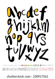 alphabet and numbers - hand drawn in vector / Handwritten alphabet