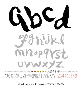 alphabet and numbers - hand drawn in vector / Handwritten alphabet