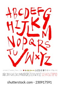 alphabet and numbers - hand drawn in vector / Handwritten alphabet
