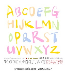alphabet and numbers - hand drawn in vector / Handwritten alphabet