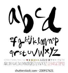 alphabet and numbers - hand drawn in vector / Handwritten alphabet