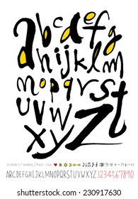 alphabet and numbers - hand drawn in vector / Handwritten alphabet