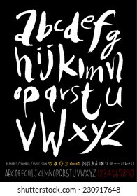 alphabet and numbers - hand drawn in vector / Handwritten alphabet