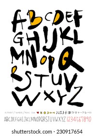 alphabet and numbers - hand drawn in vector / Handwritten alphabet