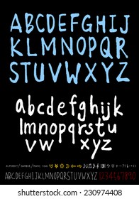 alphabet and numbers - hand drawn in vector   / Handwritten alphabet 