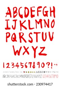 alphabet and numbers - hand drawn in vector   / Handwritten alphabet 