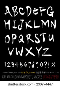 alphabet and numbers - hand drawn in vector   / Handwritten alphabet 