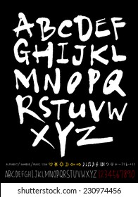 alphabet and numbers - hand drawn in vector   / Handwritten alphabet 