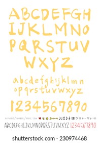alphabet and numbers - hand drawn in vector   / Handwritten alphabet 