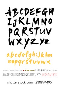 alphabet and numbers - hand drawn in vector   / Handwritten alphabet 