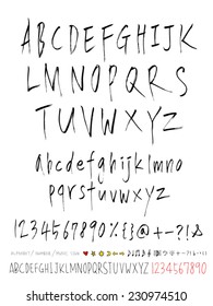 alphabet and numbers - hand drawn in vector   / Handwritten alphabet 