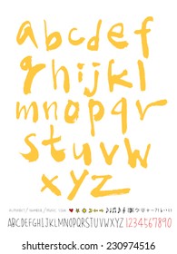 alphabet and numbers - hand drawn in vector   / Handwritten alphabet 