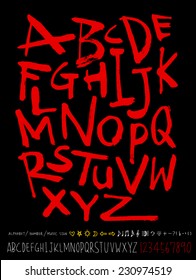 alphabet and numbers - hand drawn in vector   / Handwritten alphabet 