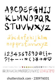 alphabet and numbers - hand drawn in vector   / Handwritten alphabet 