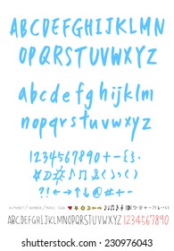 alphabet and numbers - hand drawn in vector   / Handwritten alphabet 
